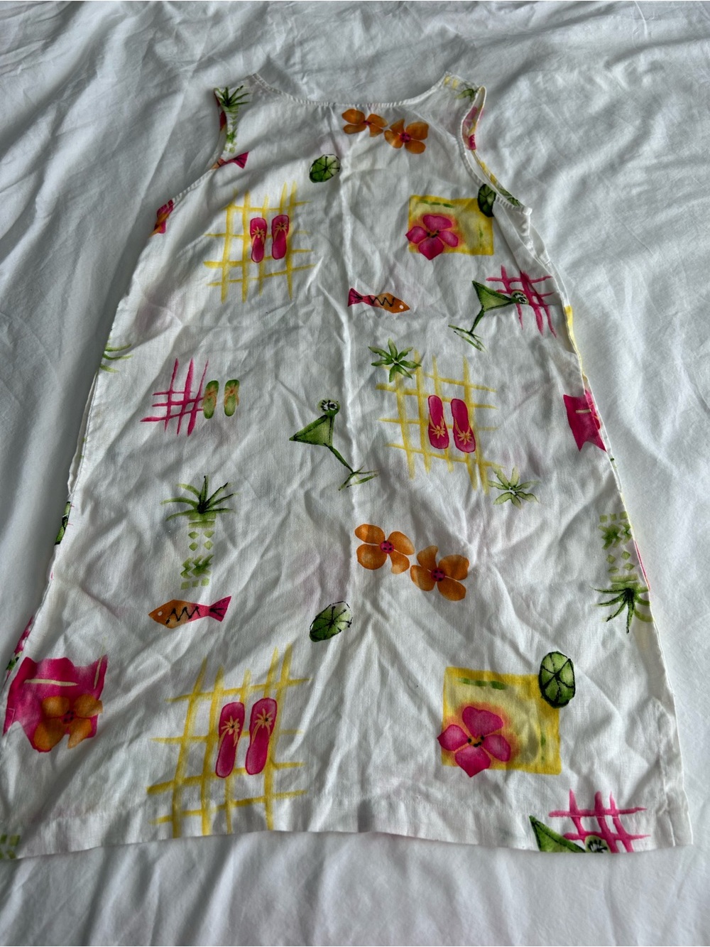 Cotton Connection 100% Linen White Tropical Print Mini Dress - Picture 10 of 12